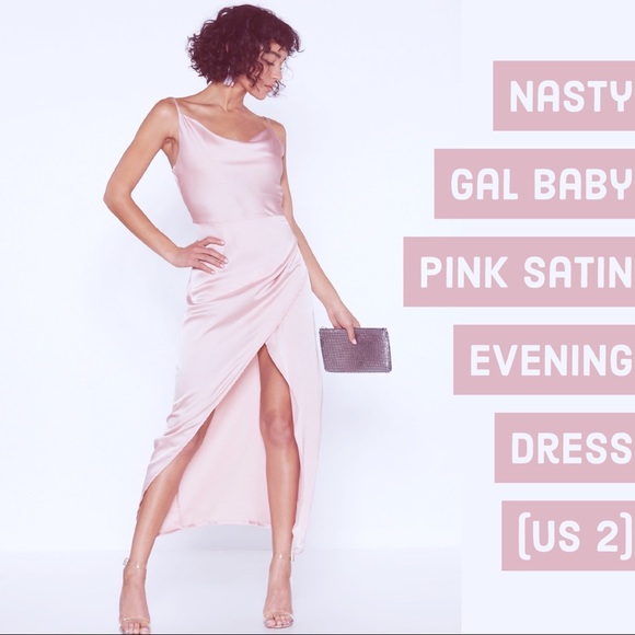 Nasty Gal Satin Pink Slip Dress (US 2) - Picture 2 of 5